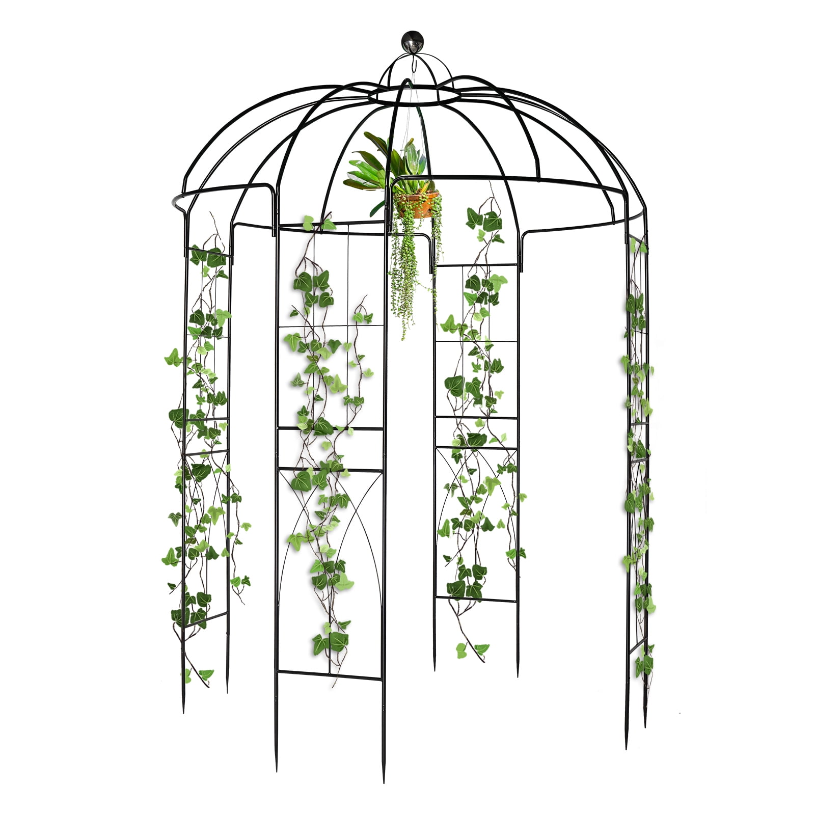 Ktaxon Garden Arch 8.8Ft Garden Birdcage Shape Garden Arbor Garden Gazebo