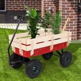 thumbnail image 1 of Ktaxon Garden Wagon Wood Wagon ALL Terrain Pulling Red w/ Wood Railing Garden Cart, 1 of 8