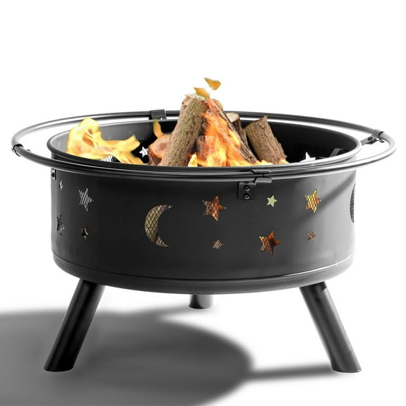 Ktaxon Gardens 30" Outdoor Metal Firepit Backyard Patio Garden Round Stove Fire Pit Black