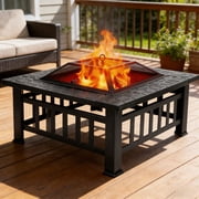 Ktaxon Gardens 32" Outdoor Metal Firepit Backyard Patio Garden Square Stove Fire Pit