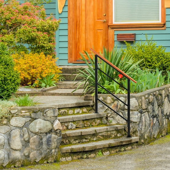 Ktaxon Handrail for Stairs Fits 1-3 Step Stair Railing Handrail for Outdoor Step - Wood Hand Railing