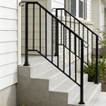 thumbnail image 1 of Ktaxon Galvanized Iron Handrail for Outdoor 3-4 Step Stairs, Powder Coated, Matte Black, 1 of 10