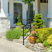 Ktaxon Handrail for Stairs Outdoor Stair Railing Fits 1-3 Steps Handrail for Outdoor Step Black