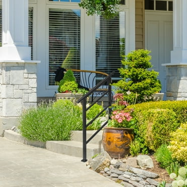 Ktaxon Handrail for Stairs Outdoor Stair Railing Fits 1-3 Steps Handrail for Outdoor Step Black