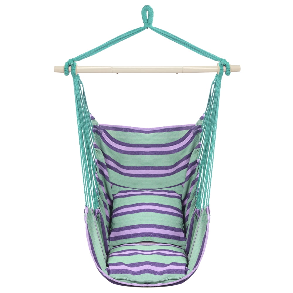 Ktaxon Hanging Hammock Chair with 2 Cushions, Anti-Slip Spreader Bar for Indoor & Outdoor, Beige