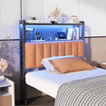 thumbnail image 1 of Ktaxon Headboard for Twin Size Bed with Pegboards Storage, Upholstered Headboard with Charing Station & LED Lights, Height Adjutable, Brown, 1 of 10