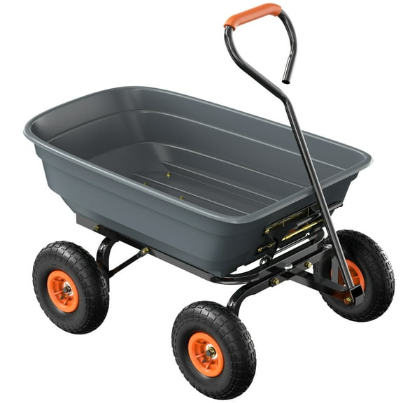 Ktaxon Heavy-Duty 440lbs Garden Dump Cart 111x66x98cm Steel & Plastic Gray