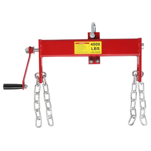Ktaxon Heavy Duty Steel 2 Ton Engine Hoist Load Leveler Shop Crane Cherry Picker with 2 Chains, Red