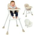 thumbnail image 1 of Ktaxon Baby High Chair, Convertible 3 in 1 High Chairs for Babies and Toddlers, Baby Highchair with 5-Point Safety Harness, Adjustable Dining Tray, Beige, 1 of 11