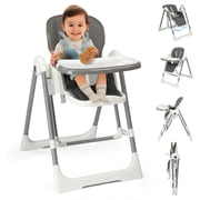 Ktaxon 6-in-1 Convertible Baby High Chair with Swing, 5-Point Harness, Adjustable Tray, Backrest, Footrest & Height, Gray