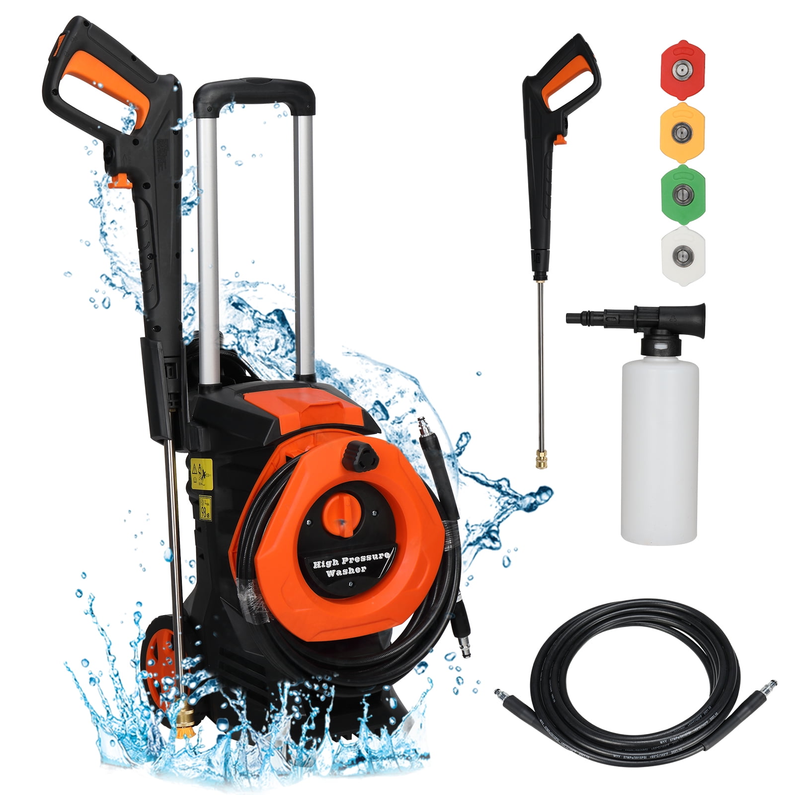 Ktaxon Portable 1800W Electric Power Washer, 3380PSI 2GPM High Pressure Cleaner with 4 Nozzles, Soap Bottle