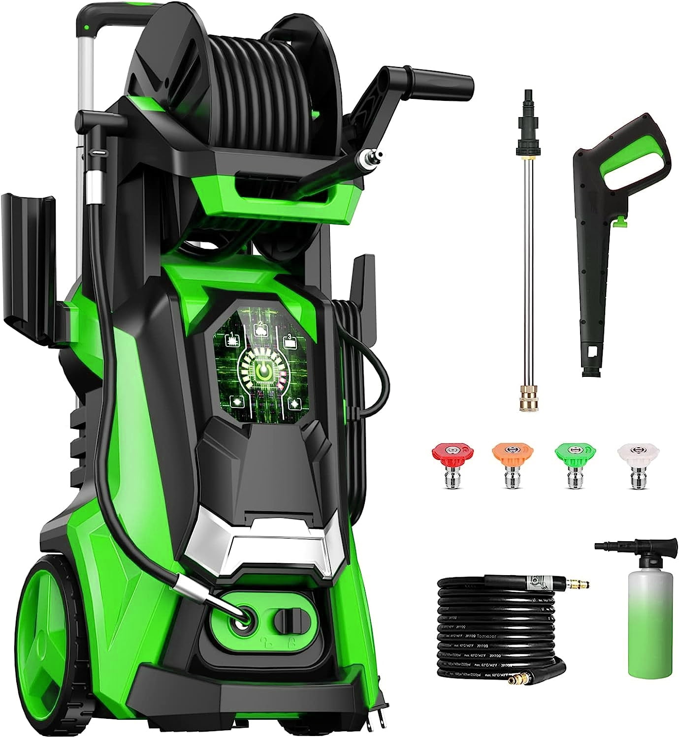 Ktaxon Electric Pressure Washer 3800 PSI Max 2.6 GPM, Touch Screen Adjustable Pressure, with 4 Quick Connect Nozzles & Foam Cannon