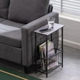thumbnail image 1 of Ktaxon Modern Side Table, End Telephone Table with 2-Tier Mesh Shelves, Sofaside Table for Office Hallway or Living Room, Wood Look Accent Furniture with Metal Frame, 1 of 7