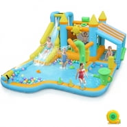 Ktaxon Inflatable Bounce House with Blower for Kids 3+, Indoor & Outdoor Bouncy Castle with Slide, Perfect for Birthday Parties, Backyard, Lawn