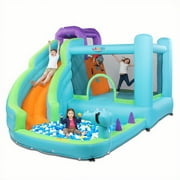 Ktaxon Inflatable Water Slide Park with Air Blower, Kids Bouncy Castle with Big Slide, Climbing Wall, Jumping and Splash Pool