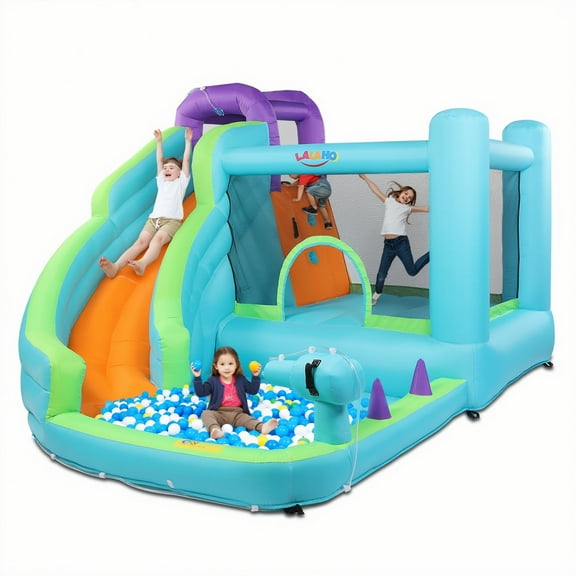 Ktaxon Inflatable Water Slide Park with Air Blower, Kids Bouncy Castle with Big Slide, Climbing Wall, Jumping and Splash Pool