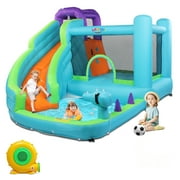 Ktaxon Inflatable Water Slide Park with Air Blower, Kids Bouncy Castle with Big Slide, Climbing Wall, Jumping and Splash Pool