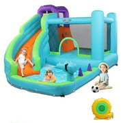 Ktaxon Inflatable Water Slide Park with Air Blower, Kids Bouncy Castle with Big Slide, Climbing Wall, Jumping and Splash Pool