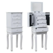 Ktaxon Jewelry Cabinet Chest,5 Drawers & 14 Necklace Hooks,White