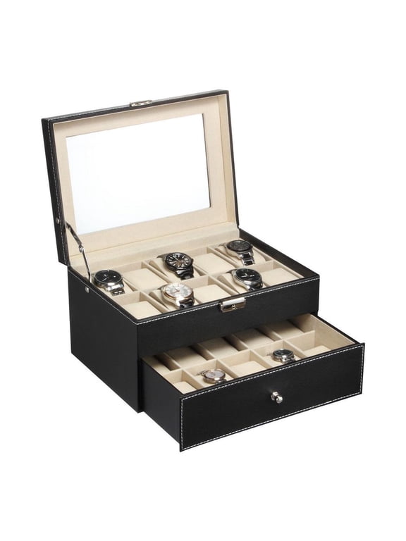Jewelry Watch Display Organizer Box Elegant Wooden 20 Slot Watch Collection Storage Case