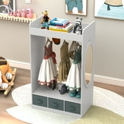 Ktaxon Kids Dress Up Storage Armoire Wardrobe Dresser Children Costume Organizer with Mirror for Bedroom Party Nursery, White