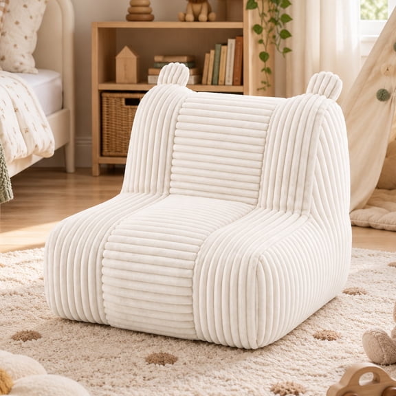 Ktaxon Kids Sofa, Corduroy Toddler Couch, No Assembly Required, for Bedroom and Playroom Beige
