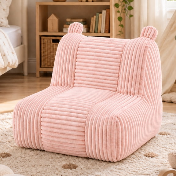 Ktaxon Kids Sofa, Corduroy Toddler Couch, No Assembly Required, for Bedroom and Playroom Pink