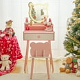 thumbnail image 1 of Ktaxon Kids' Wooden Vanity Table and Stool Set with LED Lights, Princess Makeup Dressing Table,Children's Furniture, Pink, 1 of 14