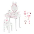 thumbnail image 1 of Ktaxon Kids' Wooden Vanity Table and Stool Set with Toy Vanity Accessories, Princess Makeup Dressing Table,Children's Furniture, Girls Gift, White, 1 of 11