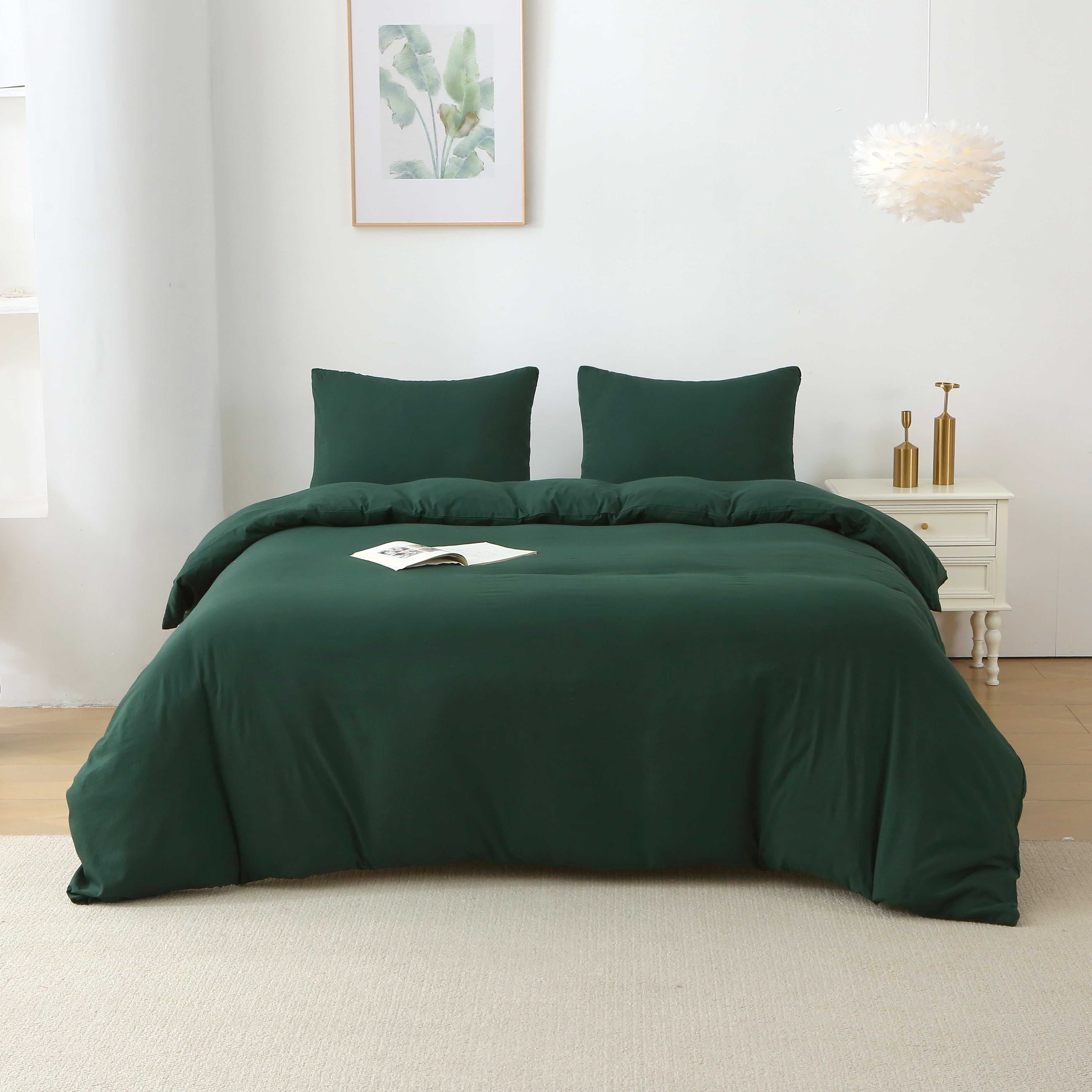 Emerald Green King Size Polyester Duvet Cover Set