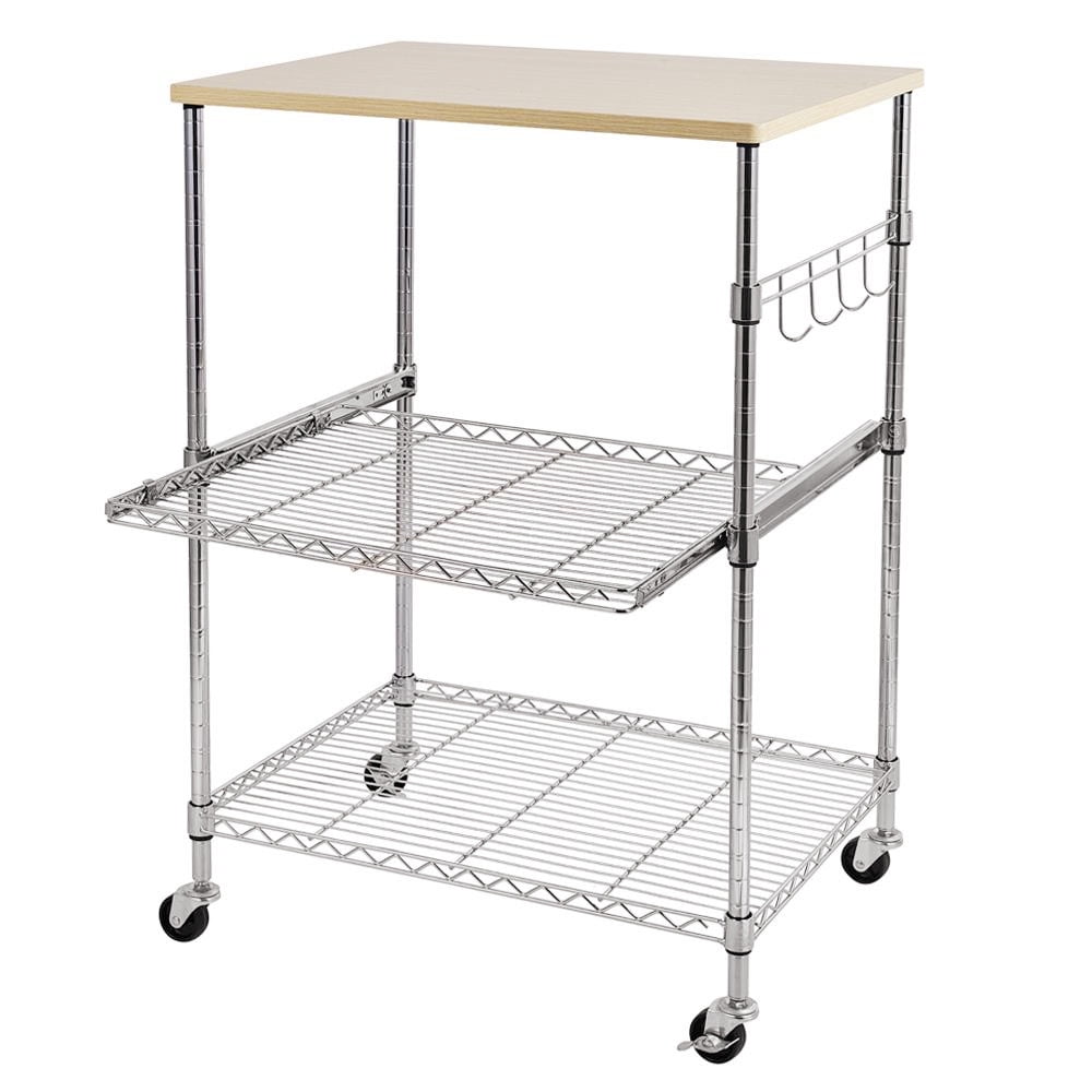 Ktaxon Kitchen Rolling Microwave Cart on Wheels, Storage Rack, Wood