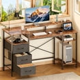 thumbnail image 1 of Ktaxon L-Shape Computer Desk with Charging Station 47 Inch Gaming Desk Concer PC Laptop Table with Drawers & Storage Shelves Workstation, Brown, 1 of 10