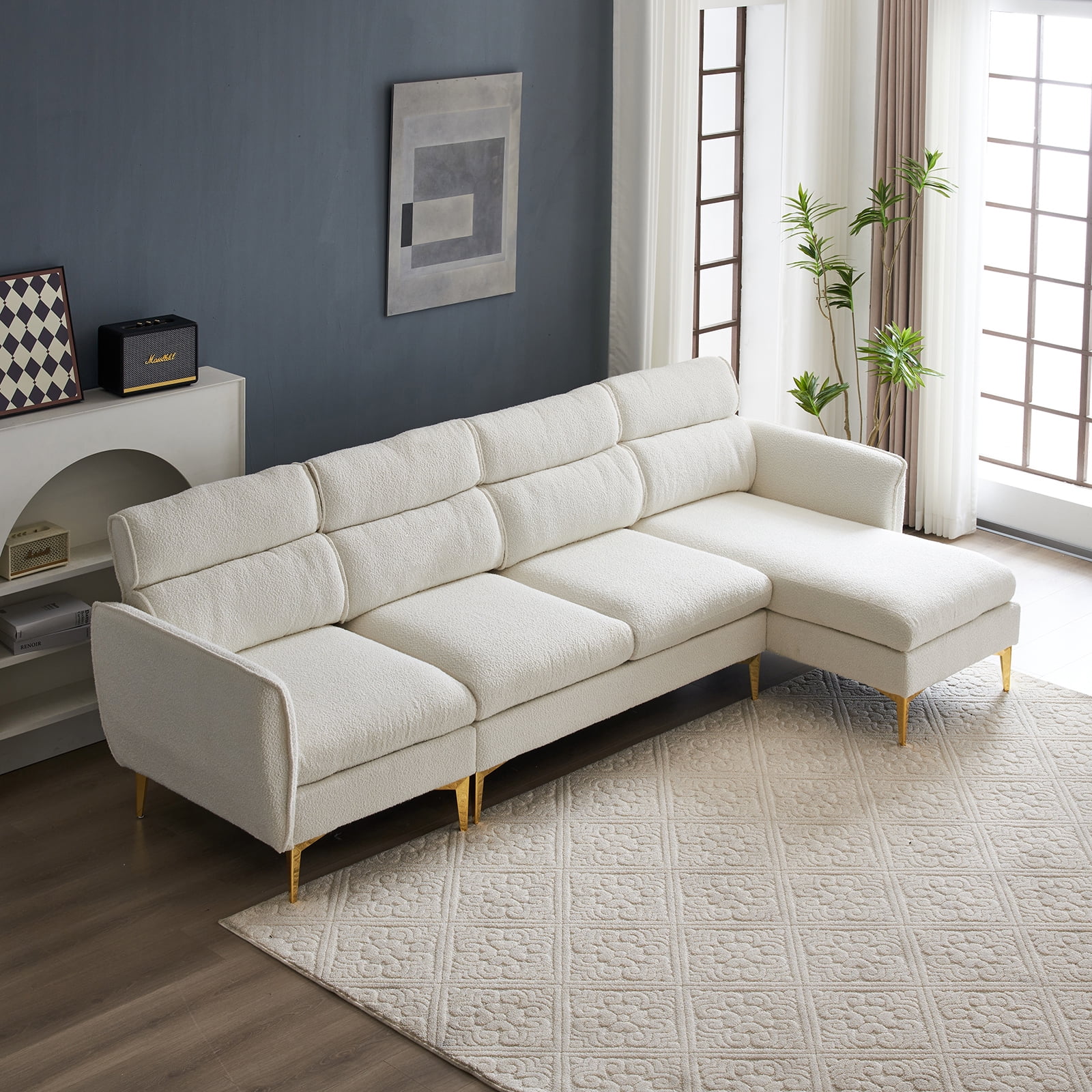 Ktaxon L Shape Sectional Sofa with Reversible Chaise, 112" Modern