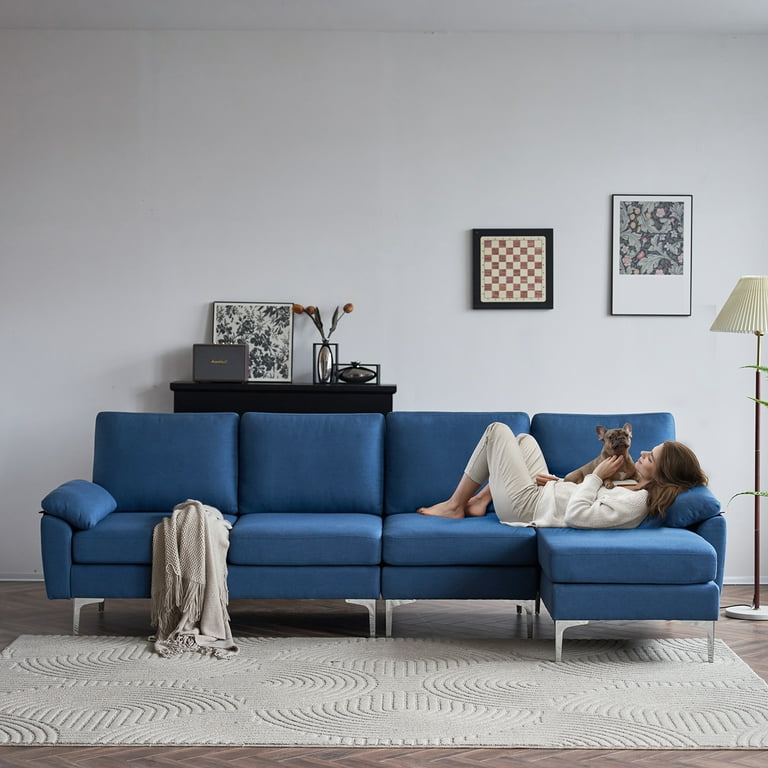 Ktaxon L Shaped Modern Sectional Sofa Fabric Couch with Chaise Lounge 110