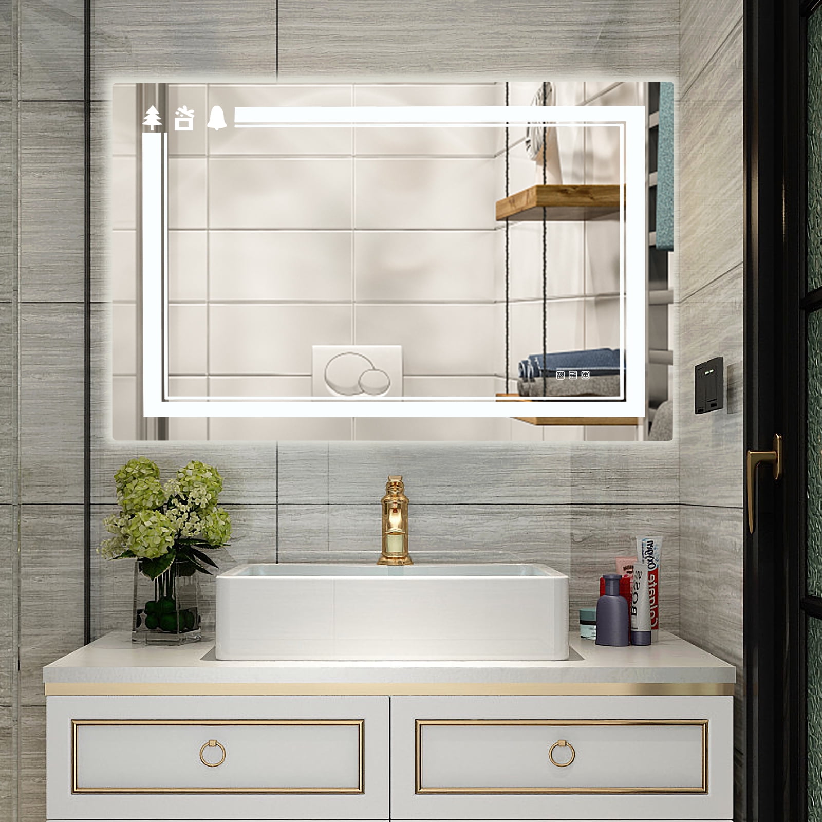 Ktaxon LED Bathroom Mirror, Wall Mirror Hanging Vanity Mirror with