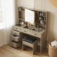 thumbnail image 1 of Ktaxon Large 47.2" Makeup Vanity with 3 Color Lights, Dressing Table with USB Charging Station, Gray, 1 of 12