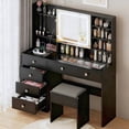 thumbnail image 1 of Ktaxon Large 47.2" Makeup Vanity with 3 Color Lights, Dressing Table w/ USB Charging Station, Adult, Black, 1 of 11