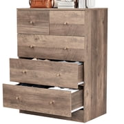 Ktaxon Large 5 Drawers Dresser Chests for Bedroom, Wood Chset of Drawers,Dressers Organizer for Bedroom, Living Room,Hallway, Gray