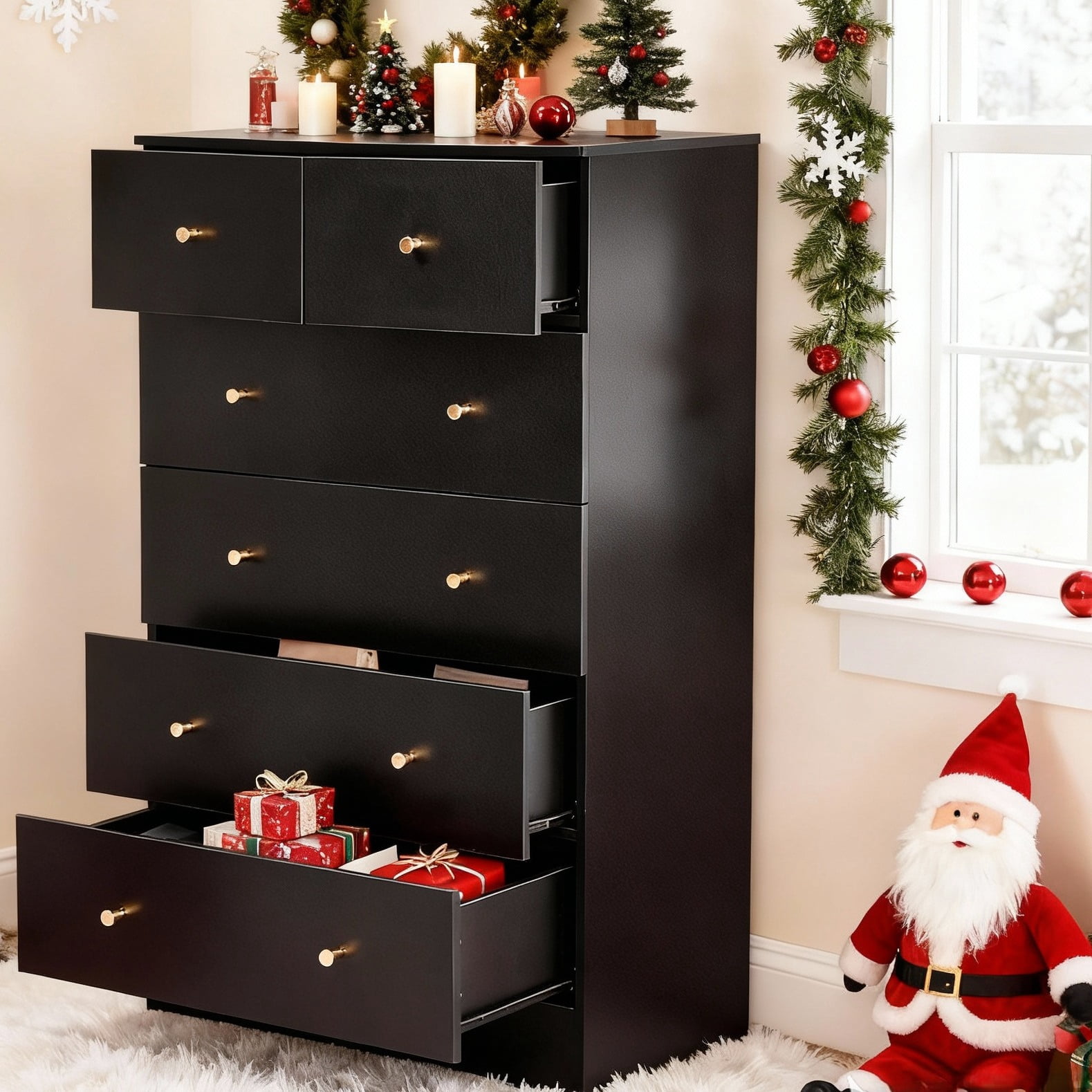 Ktaxon Large 6 Drawers Dresser Chests for Bedroom, Wood Chset of