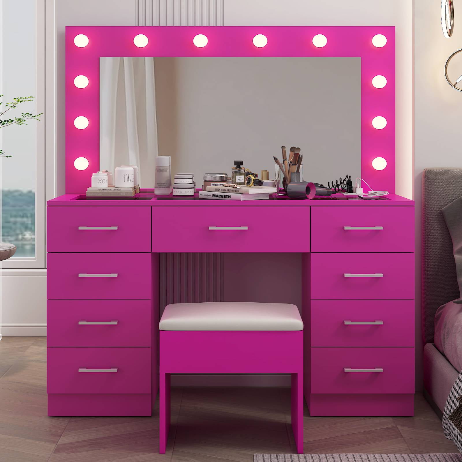 Ktaxon Large Makeup Vanity, Get Ready with Me GRWM Vanity Table