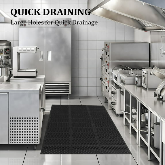 Ktaxon Large Size Indoor/Outdoor Rubber Floor Mat, 118" x 35" Front Door Mats Anti-Fatigue Non-Slip, Entry Rug Heavy Duty Durable Outdoor Doormat Checker, Black