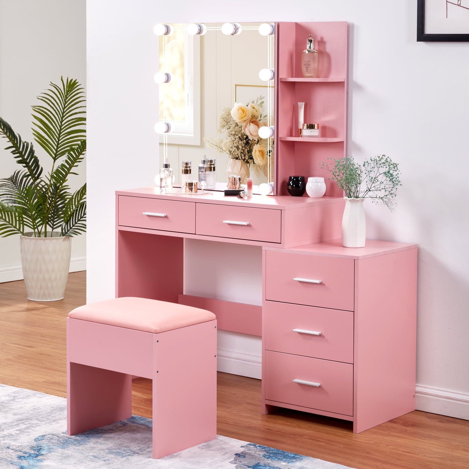 Ktaxon Lighted Makeup Vanity Table Set, Dressing T