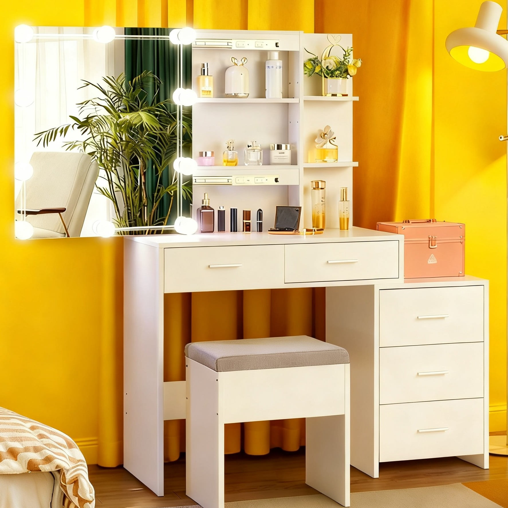 化粧台 化粧室 DRESSING TABLE WITH LIGHTS Amazon.com: Semiocthome Makeup Vanity Desk with Mirror and