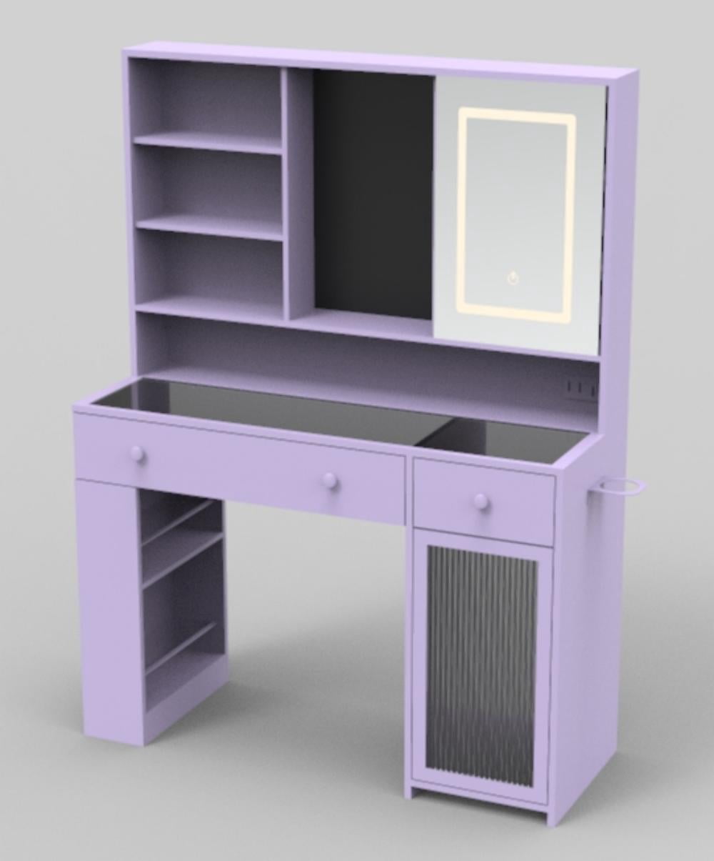 Ktaxon Lighted Makeup Vanity with Sliding Mirror, Vanity Table Set w ...