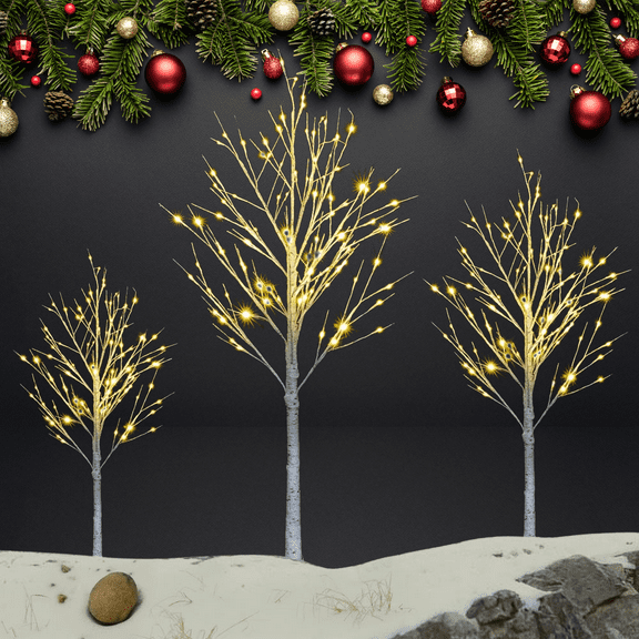 Ktaxon Lit Birch Tree 6ft, Mini Christmas Tree with 96 LED Lights, Front Porch Little Tree, Indoor & Outdoor Decoration, 1 PCS