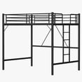 thumbnail image 1 of Ktaxon Loft Bed Full Size with Flat Rungs, No Box Spring Required,Heavy Duty Metal Slat Support,Black, 1 of 11