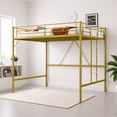 thumbnail image 1 of Ktaxon Loft Bed Queen Size with Flat Rungs, No Box Spring Required,Heavy Duty Metal Slat Support,Gold, 1 of 10