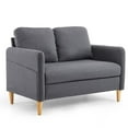 thumbnail image 1 of Ktaxon Loveseat Sofa with Side Bags 47" 2-Seat Small Couch with Wood Legs for Living Room Bed Room Dark Gray, 1 of 10