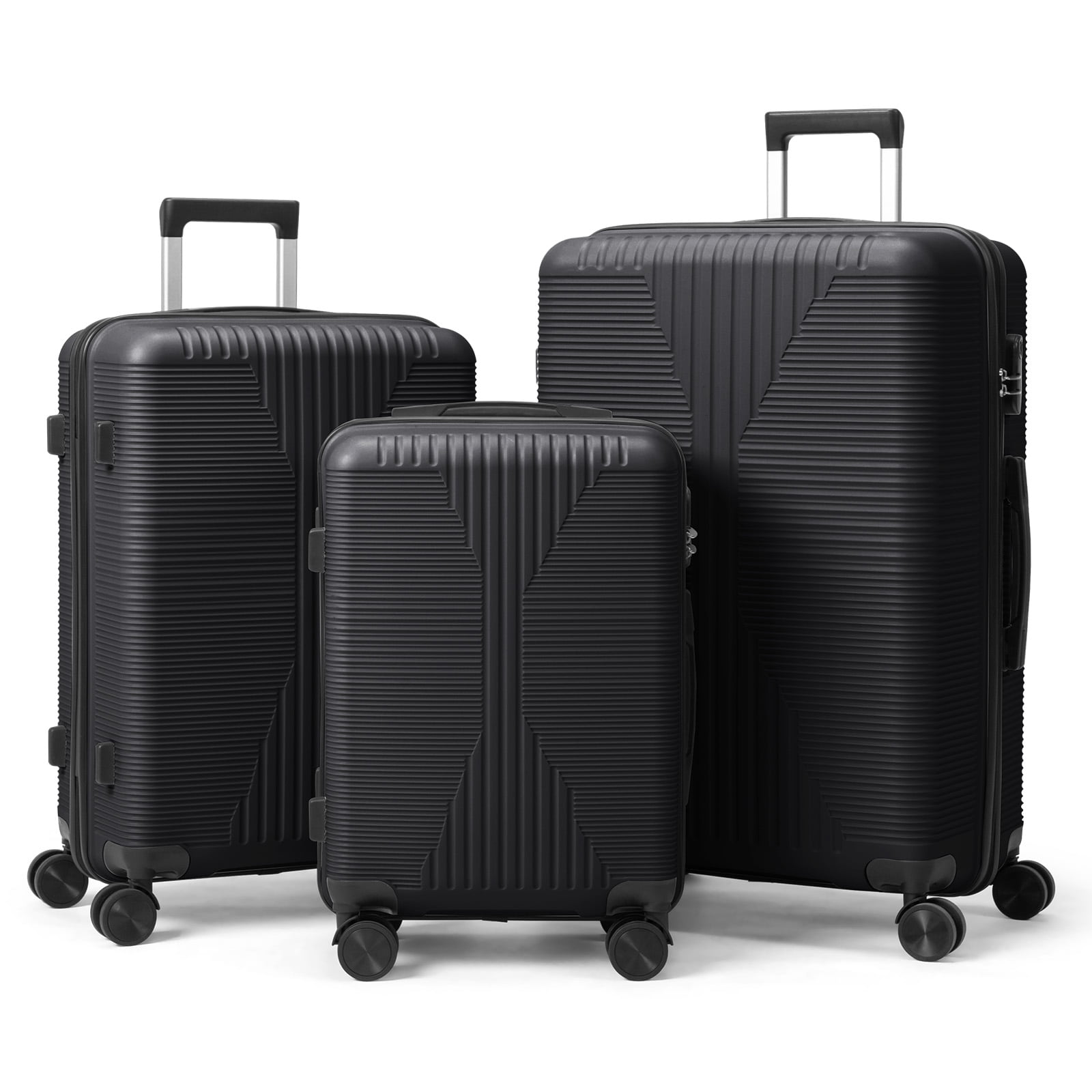 Ktaxon Luggage 3 Piece Set,Suitcase Set with 360° Spinner Wheels Hardside Lightweight Luggage 20in24in28in, Black