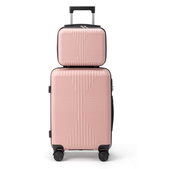Ktaxon Luggage Set 2 Piece Carry-on, PP Hard Shell Suitcase 14" 20" Luggage Sets Spinner Wheels, Rose